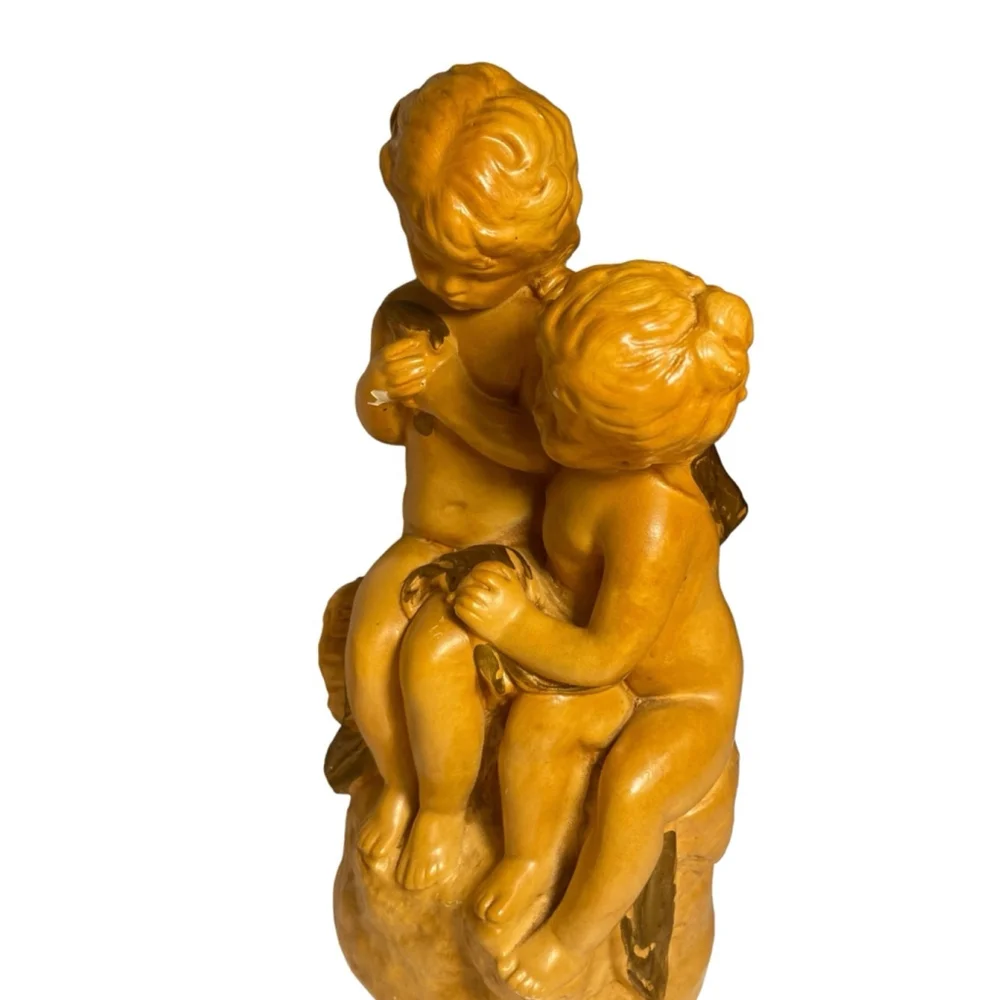 REPAIRED Boy & Girl Young kids statue Italian Terracotta? Ceramic? Cherub